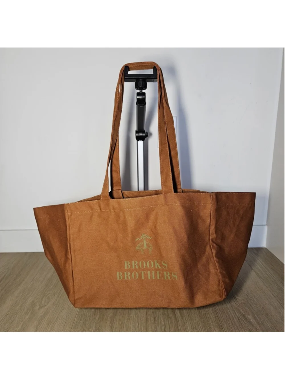 Brooks Brothers Canvas Tote Bag Brown Shopper Travel Reusable Shoulder New NWT